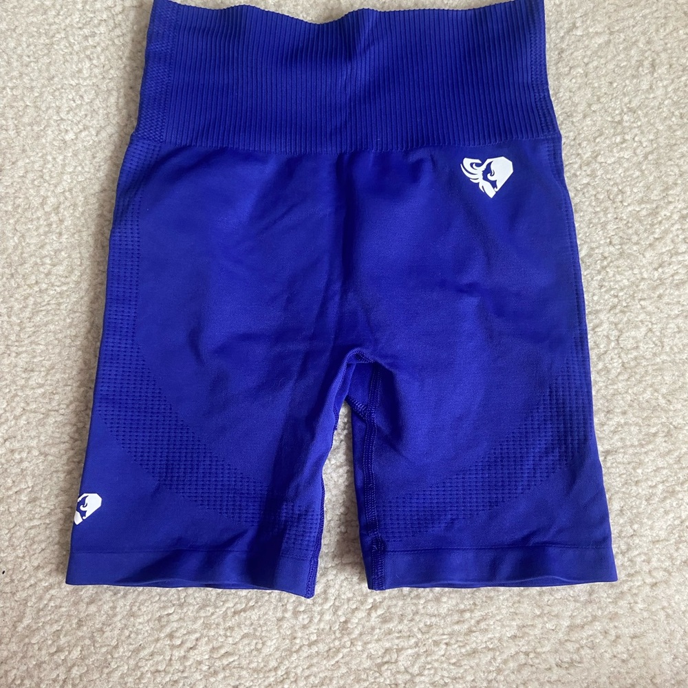Blue High-Waisted Biker Shorts